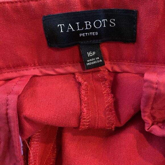 Talbots Women’s Tipped Bi Stretch Ankle Pants 16 Petite Red Casual Stretch - Picture 12 of 15